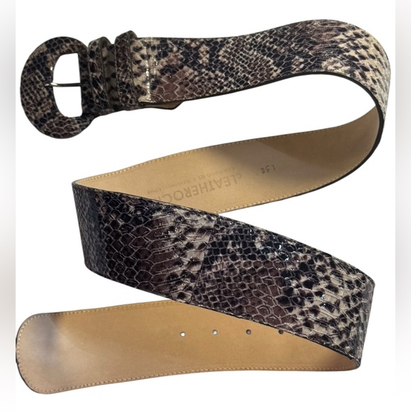 LEATHEROCK Womans Genuine Leather and Snakeskin Belt Sz 36 - Picture 1 of 9